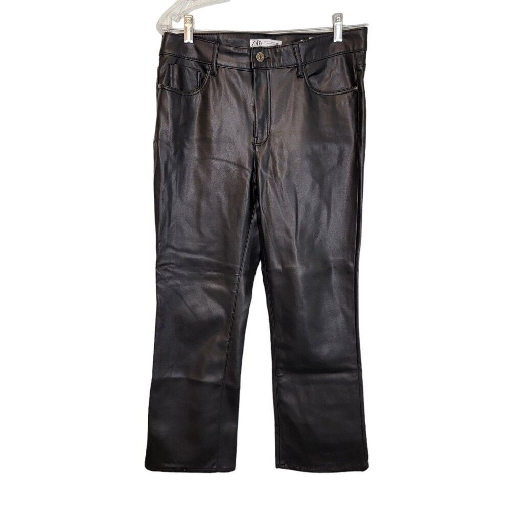 Zara Faux Leather Pants Trousers Black Size US 8 Classic Fun Party Club NWOT NEW